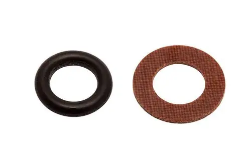 O-Ring und Stützscheibe in unterschiedlichen Materialien, geeignet für Ventile. Teile aus der Produktlinie von IMI Hydronic Engineering.